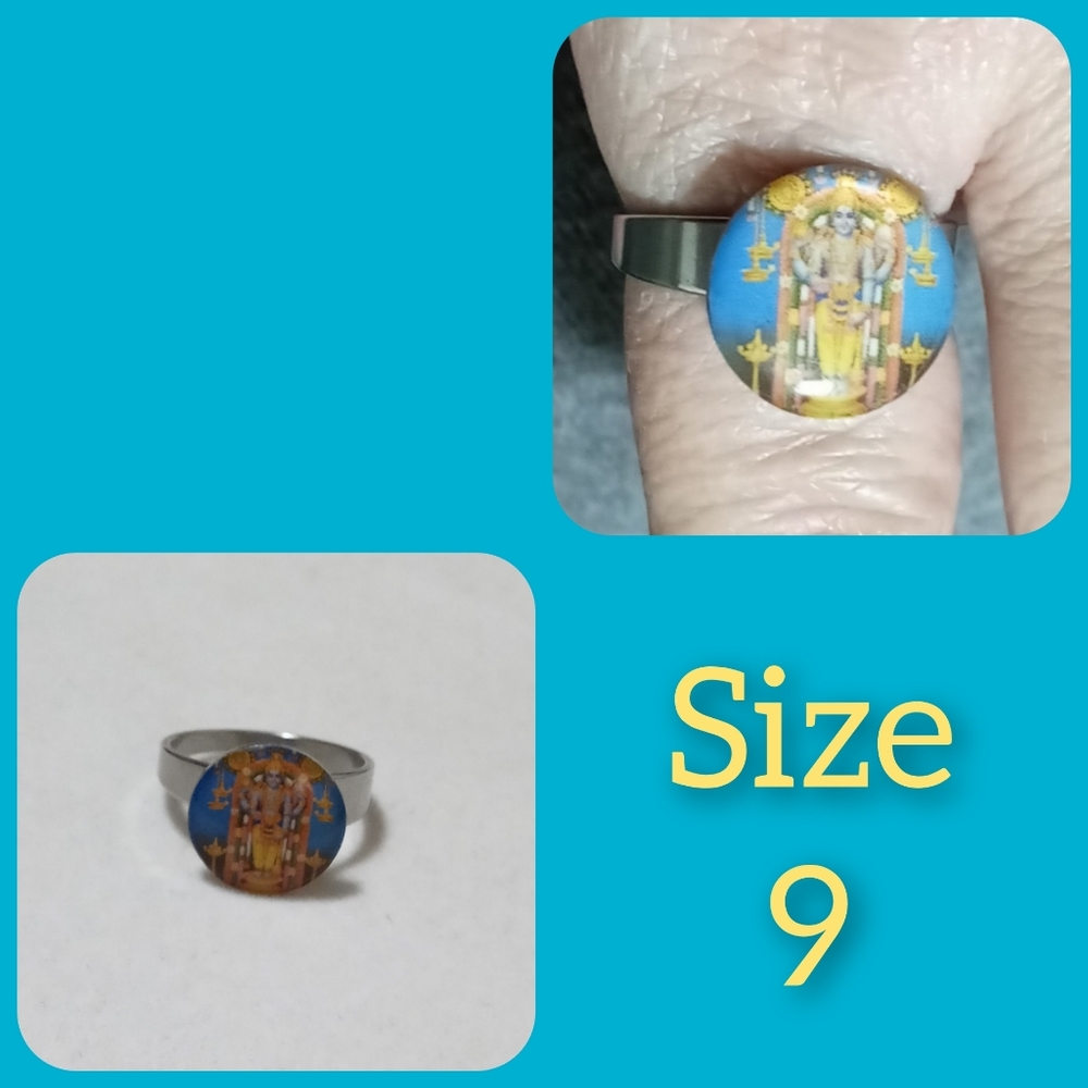 Silver Plated Hari Krishna Ring Size 9